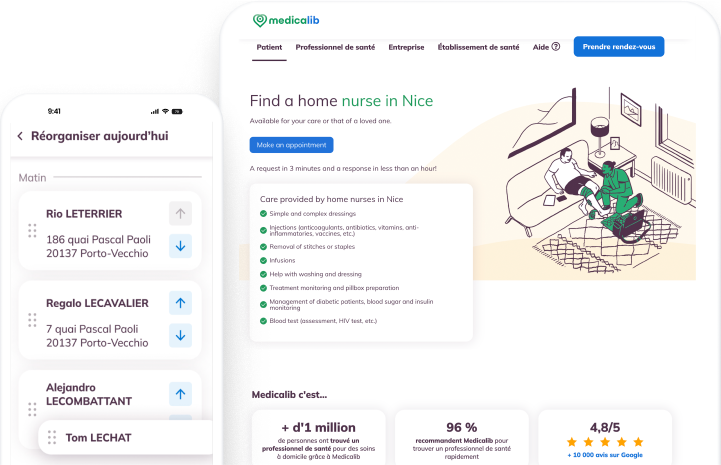SEO website structure for an electronic healthcare platform that connects professionals and patients in France.